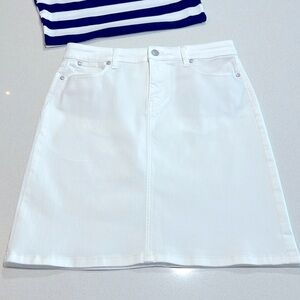 Talbots White Denim Skirt Sz 4P Like New! EUC